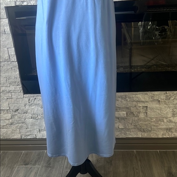 Eileen Fisher Blue Midi Sundress Hi Low with Ruched V-neck - Picture 10 of 12